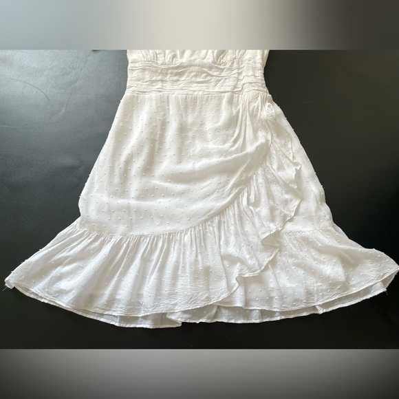 Express Clip Dot Ruffle (Faux) Wrap Dress | White/XS - Picture 9 of 16